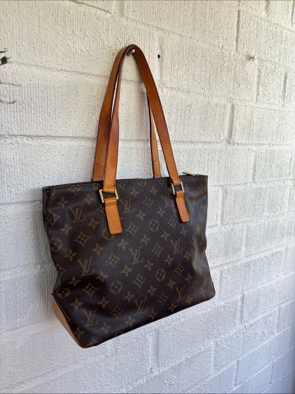 Louis Vuitton Piano Brown Monogram Canvas Tote with Tan Straps